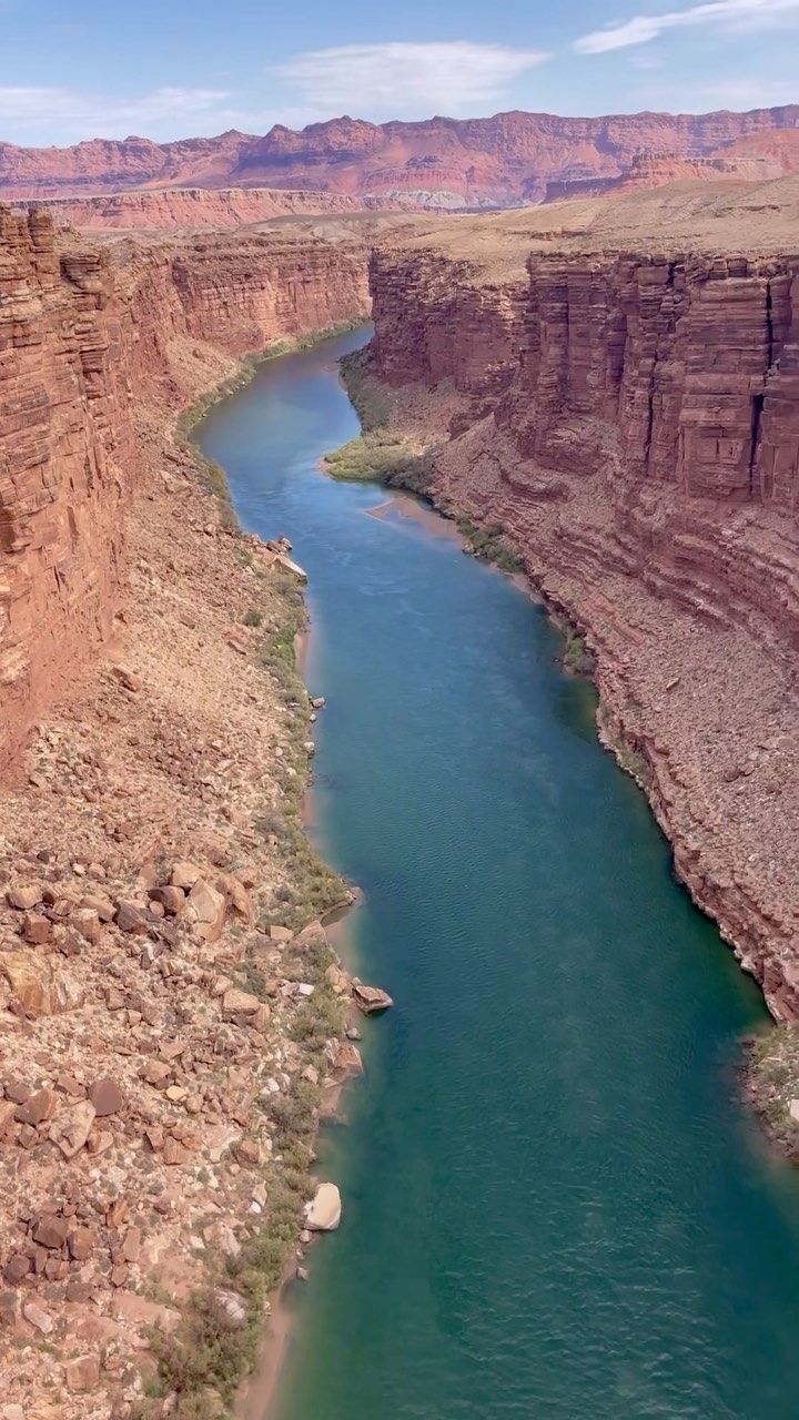 Incredible views from the Navajo Bridge over the Colorado River: the newer bridge you can drive across and the historic bridge you can walk across. Or you can float under both of them on a river trip through the Grand Canyon.