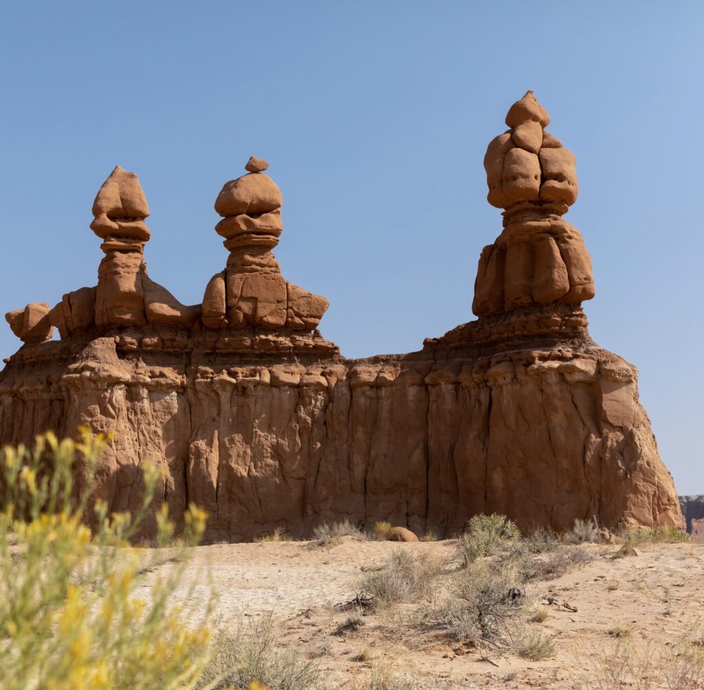 Three Sisters goblin formation in Goblin Valley State Park