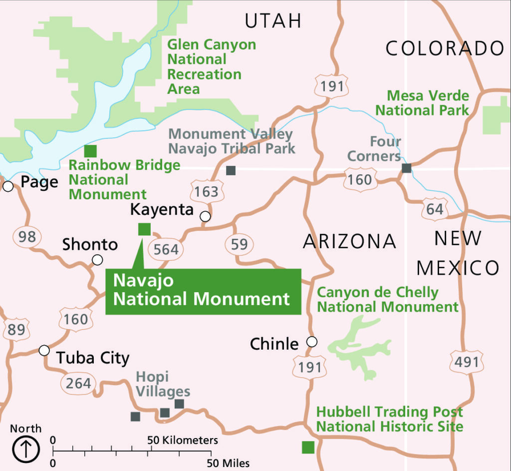 National Park Service area map of southern Utah and northern Arizona