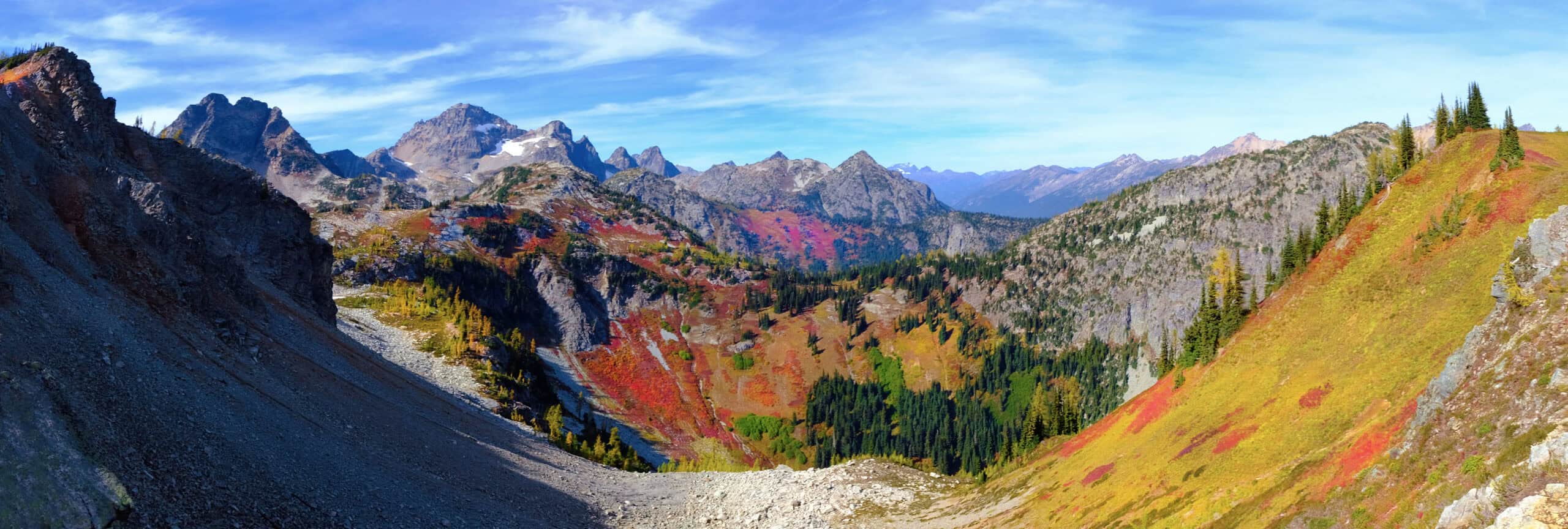 A panoramic view of Maple Pass near North Cascades National Park