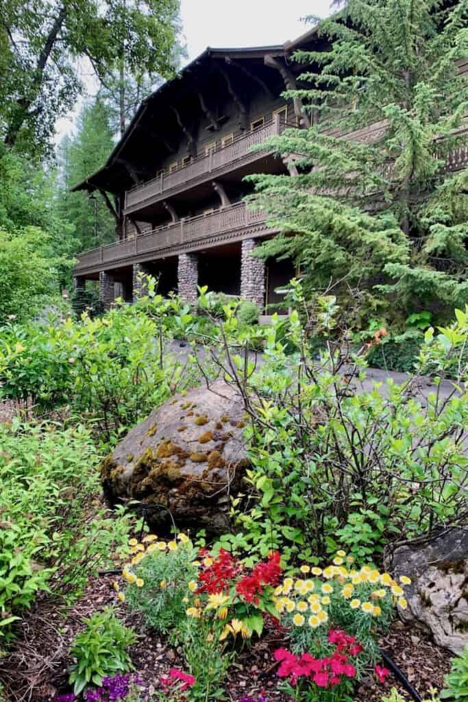 View of the Belton Chalet with landscaped area in foreground.