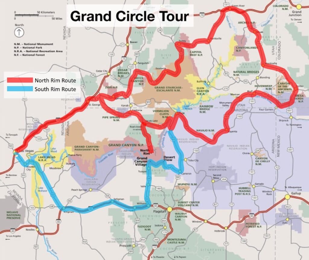 Map of the Grand Circle Tour