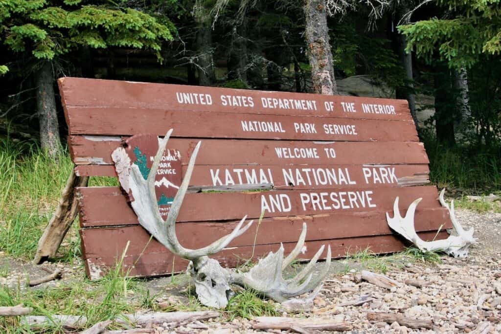 Katmai National Park welcome sign
