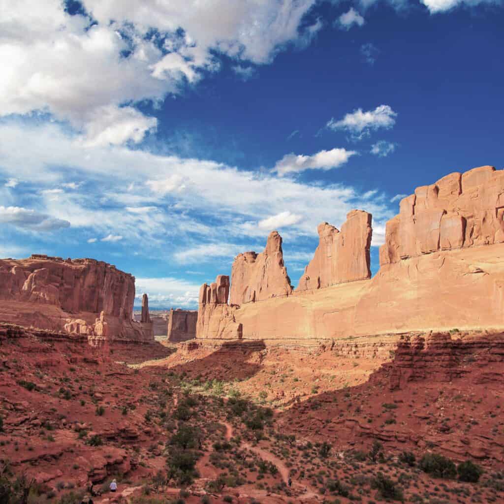 A view of Park Avenue Trail in Arches National Park