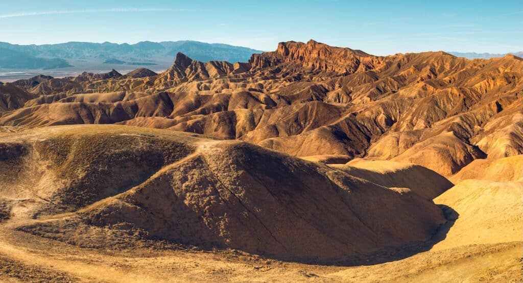 overlook into Gower Gulch and Golden Canyon in Death Valley National Park